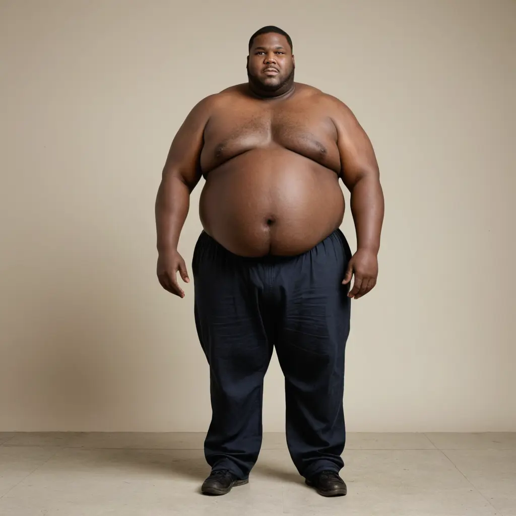 صورة لرجل اسود سمين سمنة مفرطة ضخم وطويل و