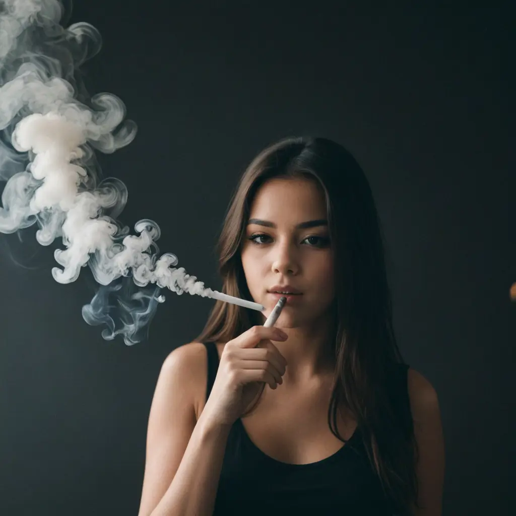 صوره بنت يخرج من حولها دخان