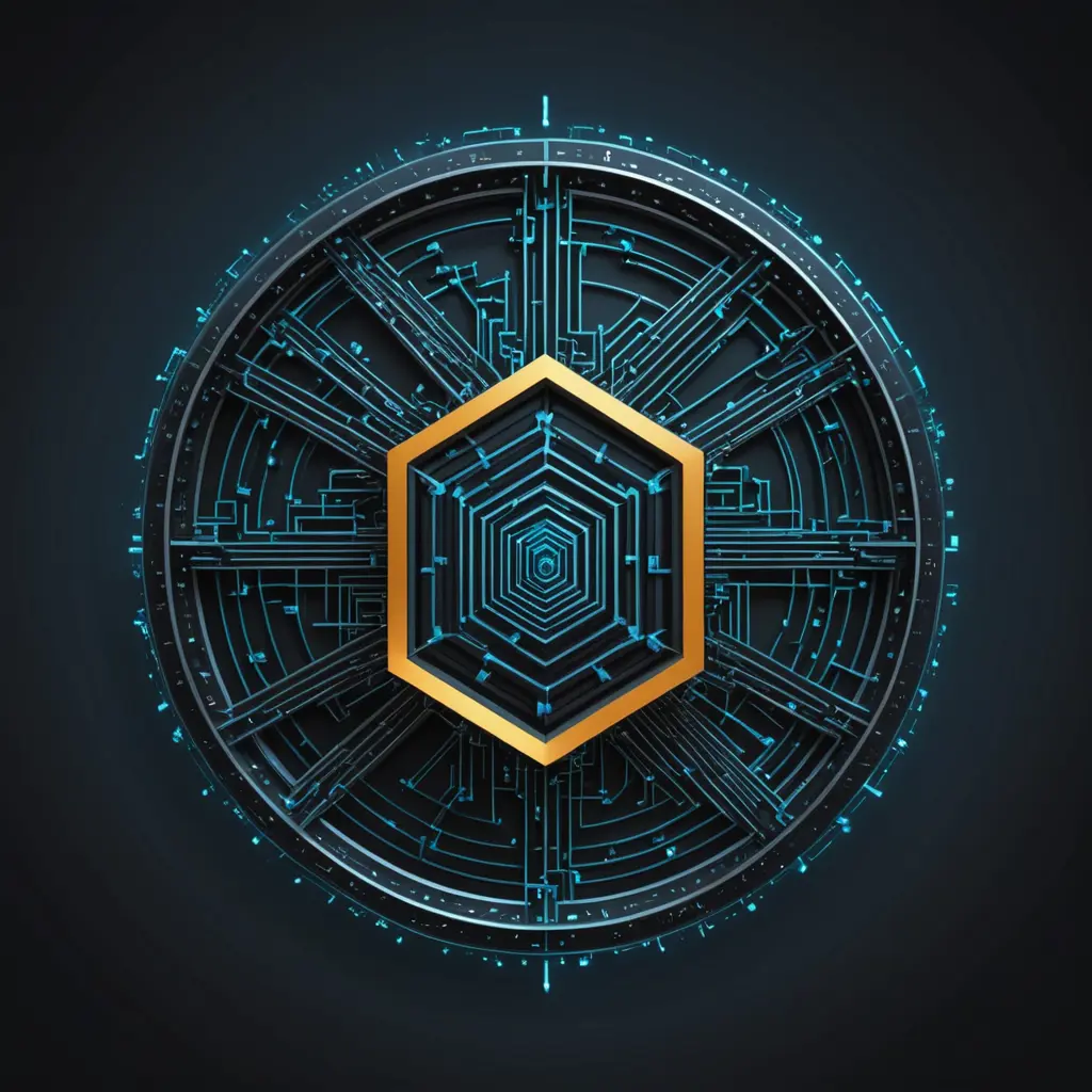 شعار هندسي لشركة blockchain يظهر التعقيد