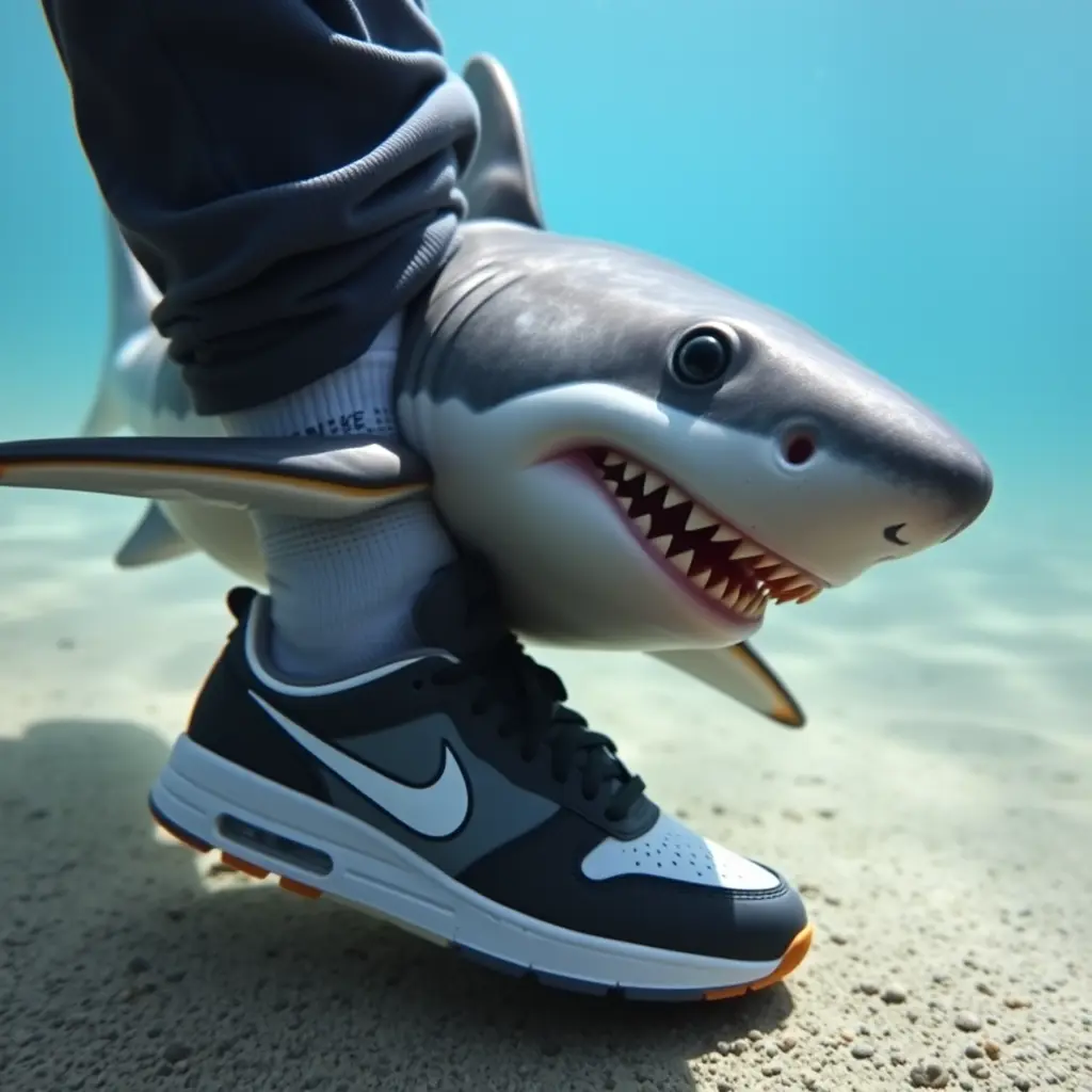 قرش يرتدي حذاء نايك