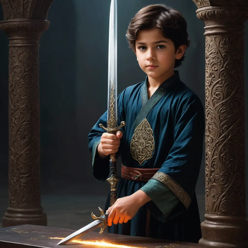 طفل خارق يجمل سيف ذو الفقار