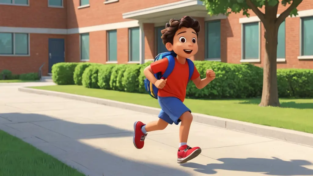 طالب يركض في ساحة المدرسة صورة كرتون