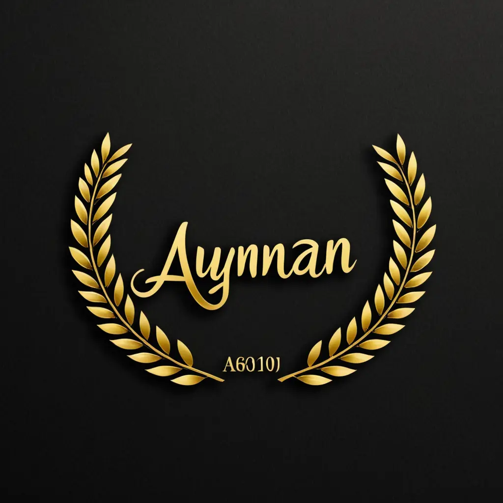 تصميم اسم أيمن بشكل جميل باللون الاسود و الذهبي
