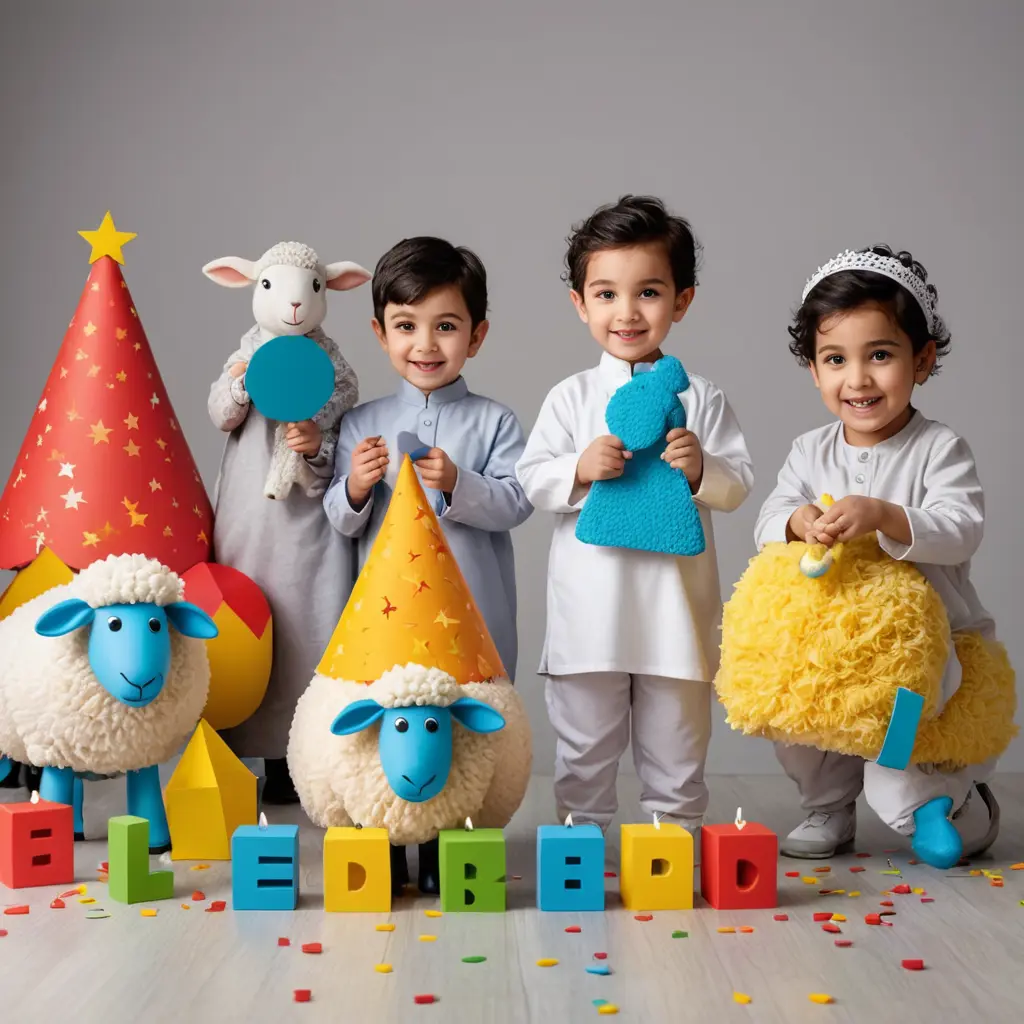 صور أطفال فى العيد ثرى دي أشكال ديزنيومعهم بلون وخروف العيد سعداء بألوان مميزة