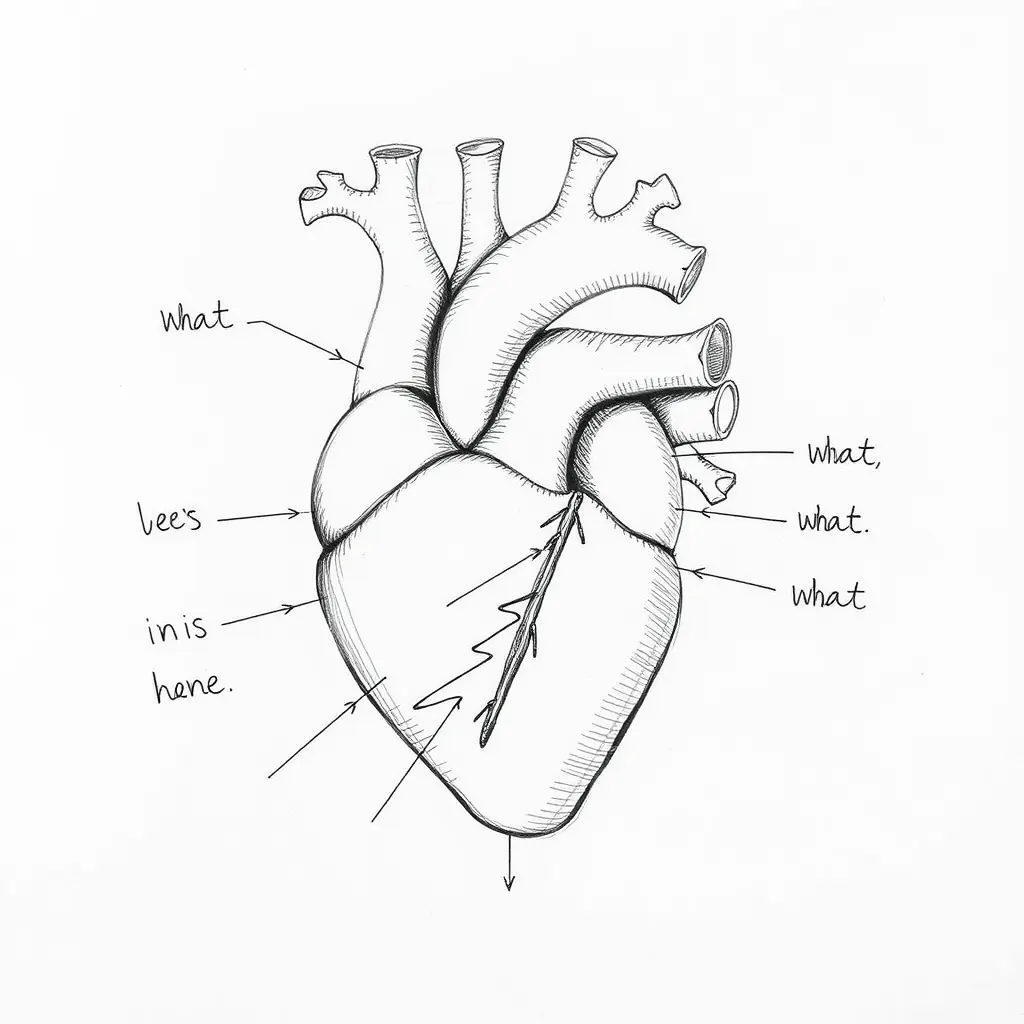 رسم قلب انسان واجزائه يعني اكتب ده اسمه ايه وده اسمه ايه