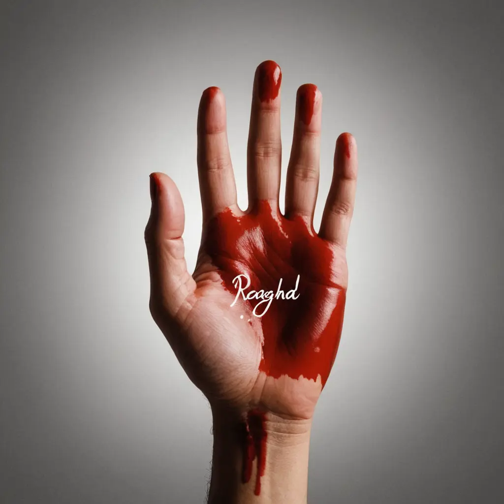 انشئ صورة يد شاب مكتوب بالدم اسم رغد