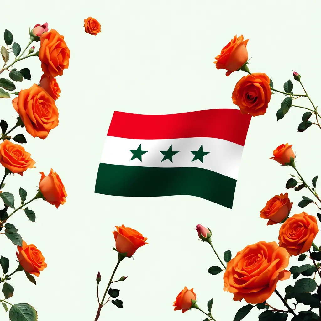 علم الثورة السورية بين ورود الزعفران