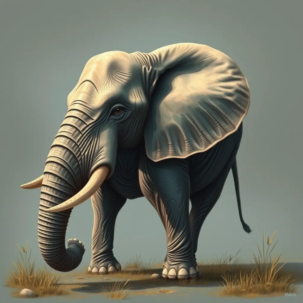 صورة فيل واقعية مكتوب عليها elephant