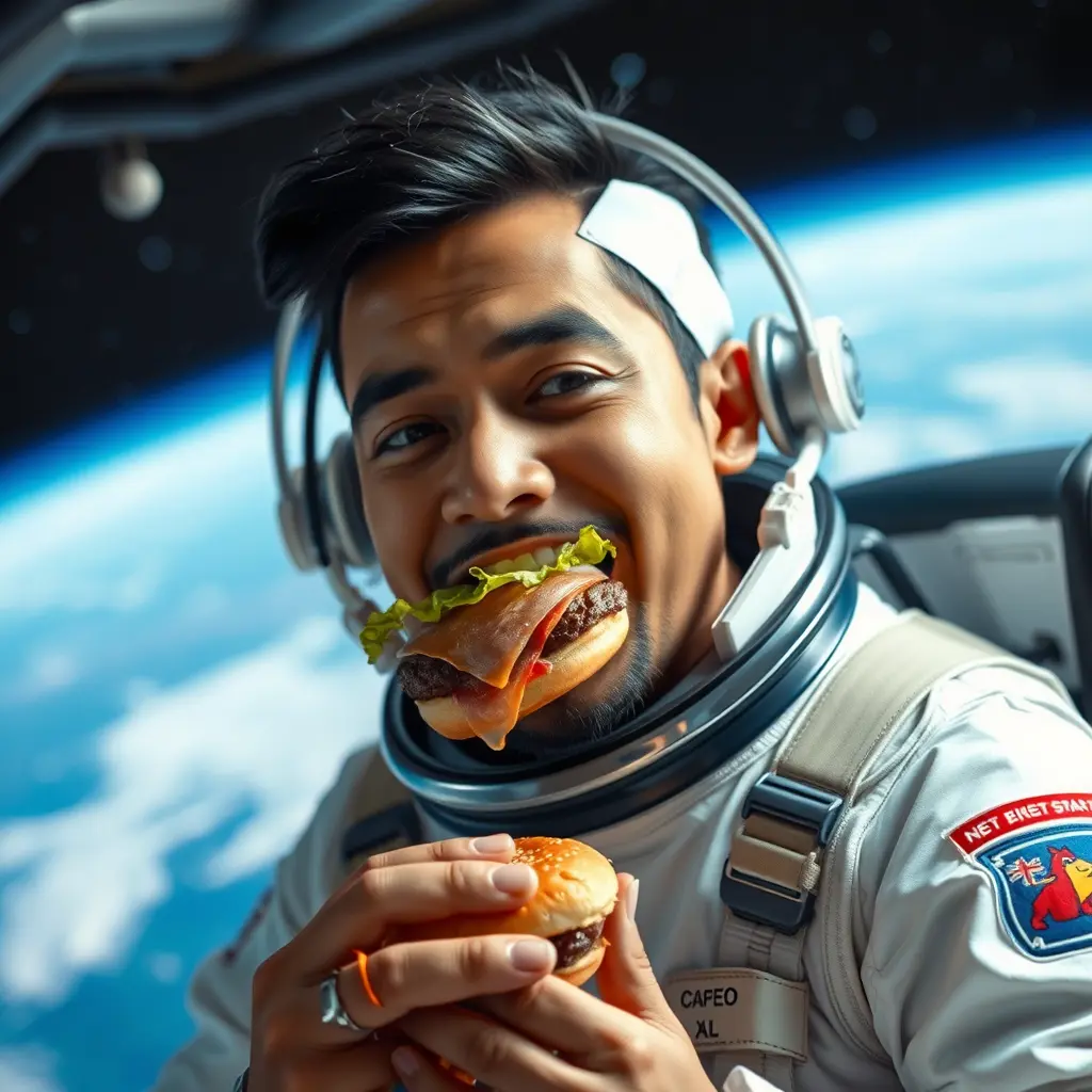 بيسان أسماعيل في الفضاء وتااكل همبرجر