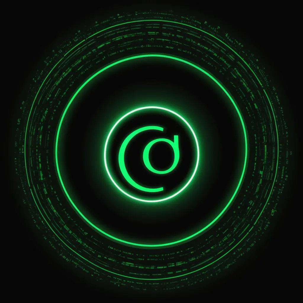 قم بعمل لوجو عباره عن دائره مشعه باللون الاخضر الرقمي بخلفيه رقميه باللونين الاخضر والاسود وقم بكتابه كلمه CO بشكل انيق داخل الدائره الدائره بها كلمه CO فقط قم بتصغير الدائره الخلفيه سوداء