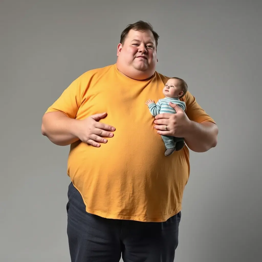 رجل سمين جدا يحمل رجل قصير جدا