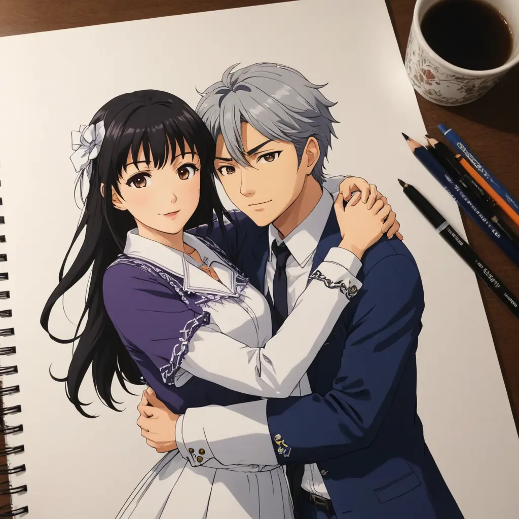 أرسم اينكوجي كيوتكا و هوريكيتا سوزوني م ن أنمي فصل النخبة في وضعيات رومنسيه