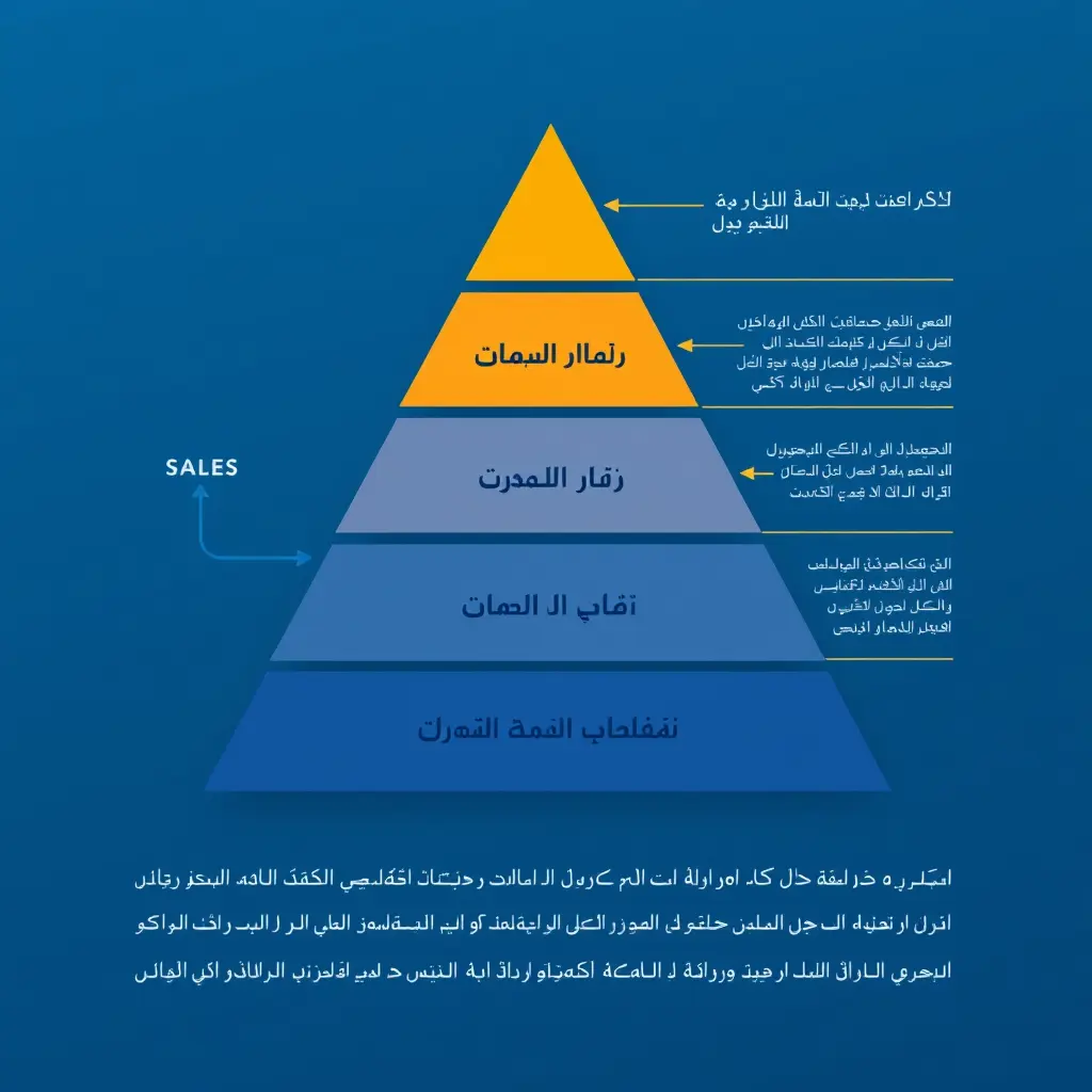 صورة الهرم البيعى مقسمة الى طبقات وكل طبقة بادخلها الشرح الخاص بالمصطلح الخاص بها باللغة العربية