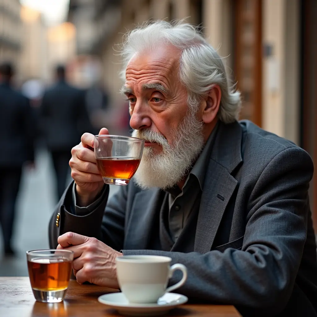 الشام القديمة رجل يشرب الشاي