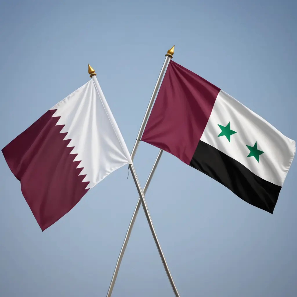 صورة علم سوريا و قطر 