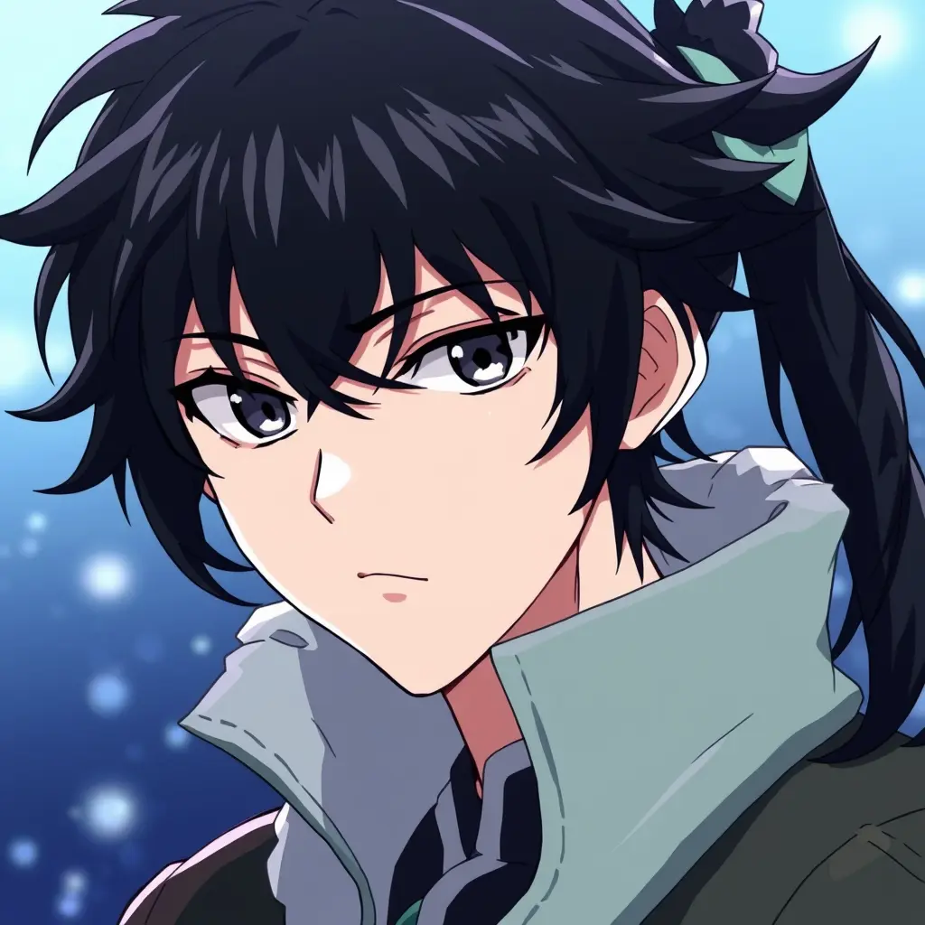 اريد شخصية انمي شعرها اسود تشبه جين وو من انمي سولو ليفلينج و ملامحه تشبه يكونو من بلاك كلوفر ولد