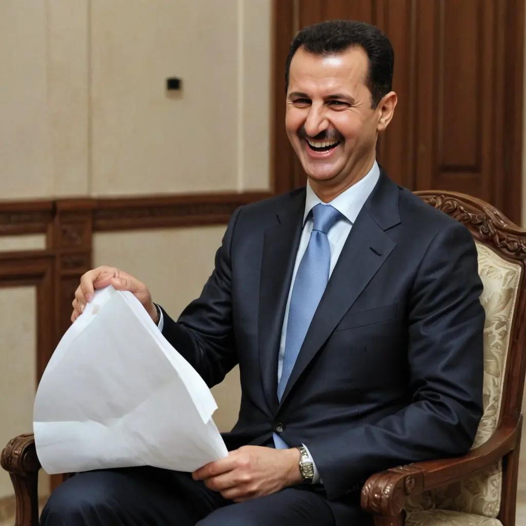 بشار الأسد يضحك 