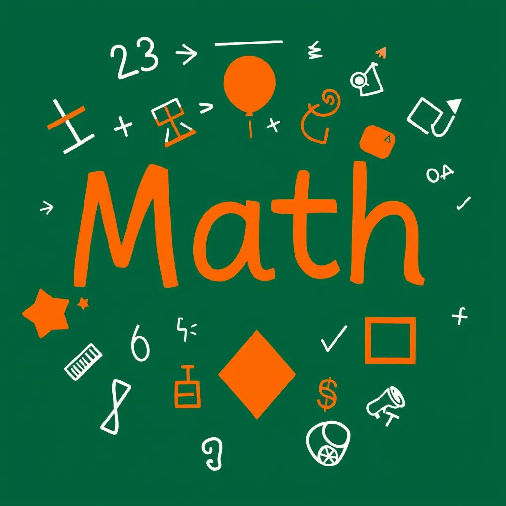 اعملي صوره عن ماده الرياضيات بس تكون كريتيف ومكتوب في النص Math وارسم حواليها أشكال بس بطريقه حلوه مش موجوده في اي حته دي مش كريتيف عايزاها حلوه غير اللون الاورانج