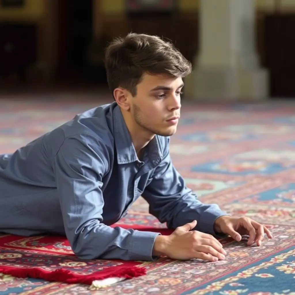 شاب ساجد علي سجادة الصلاه