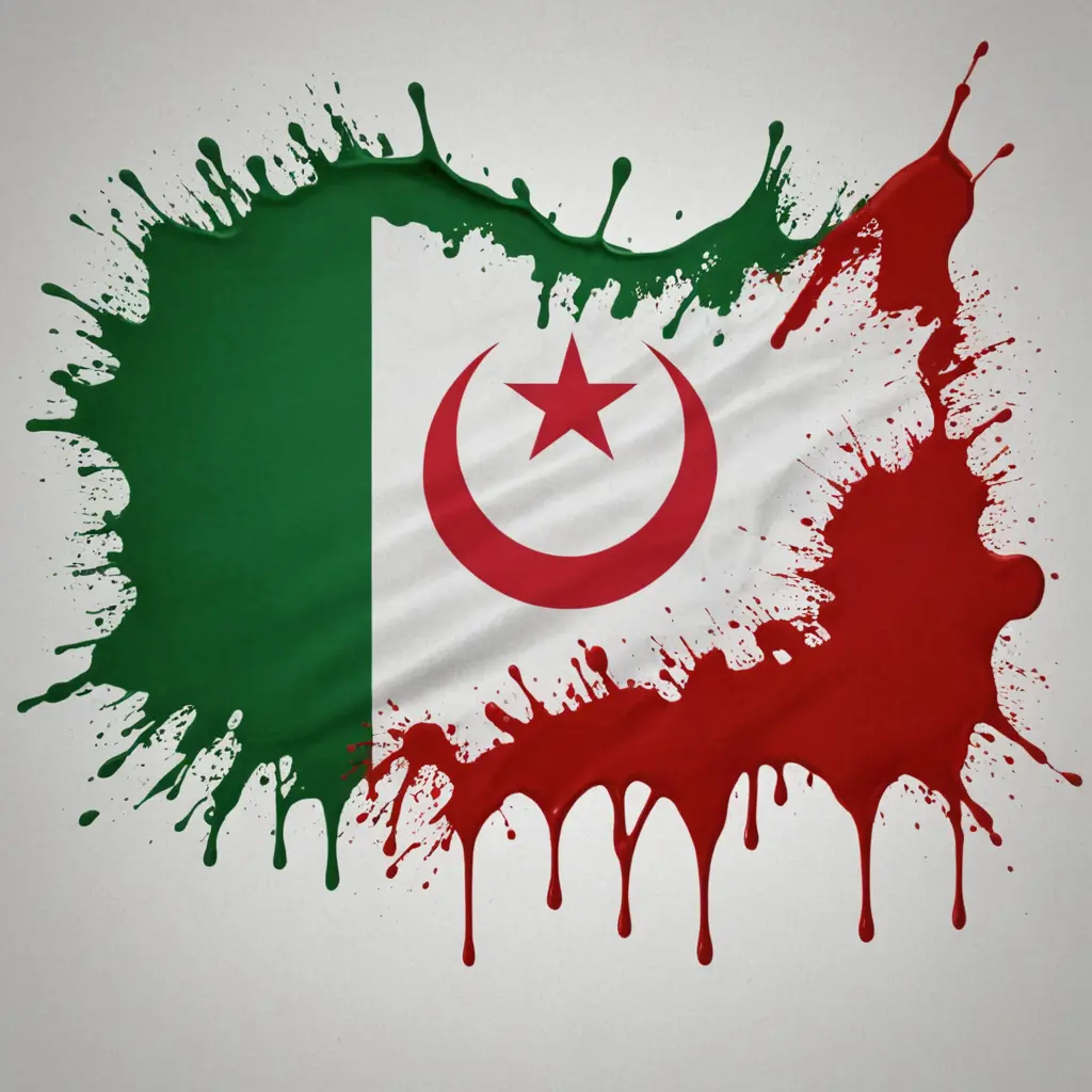 علم الجزائر بالدماء