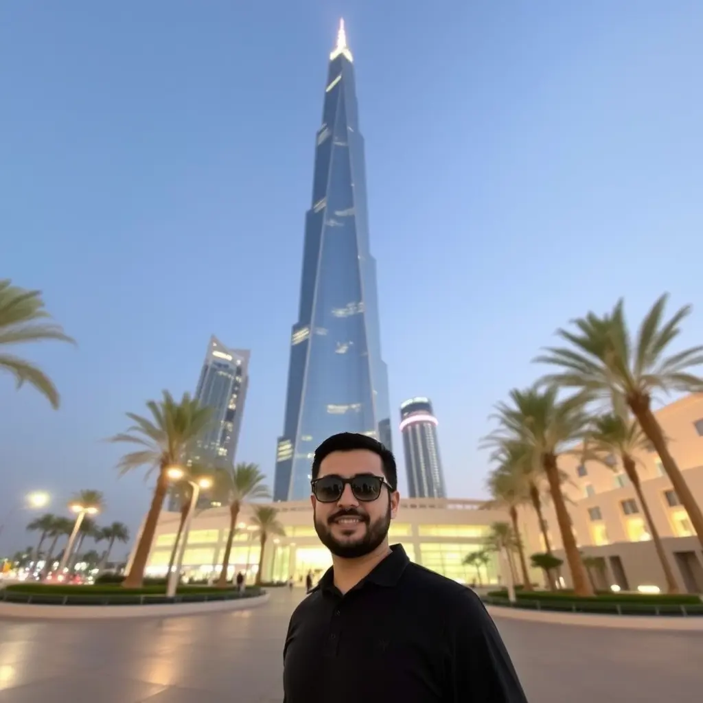 مجتبى الكعبي امام برج الحريه