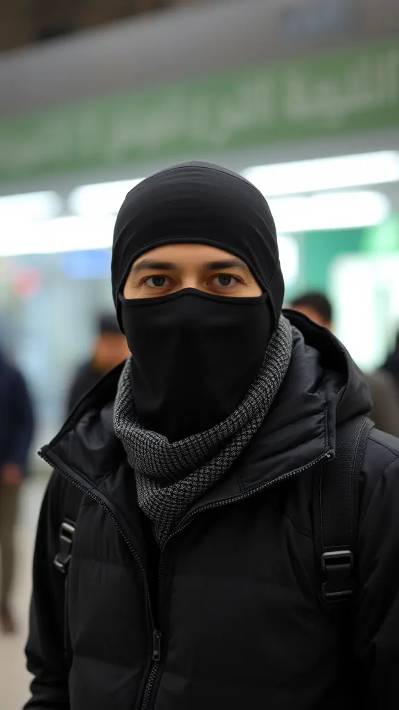 ملثم مسلم يرتدي ستره سوداء