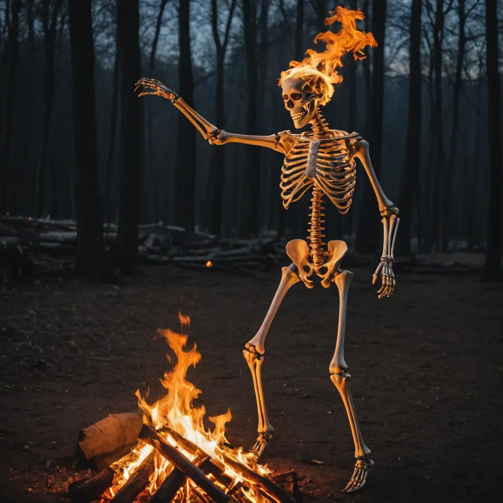 هيكل عظمي يرقص فوق النار