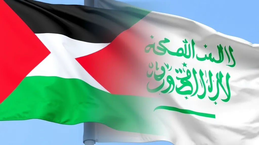 صورة لعلم فلسطين والسعودية