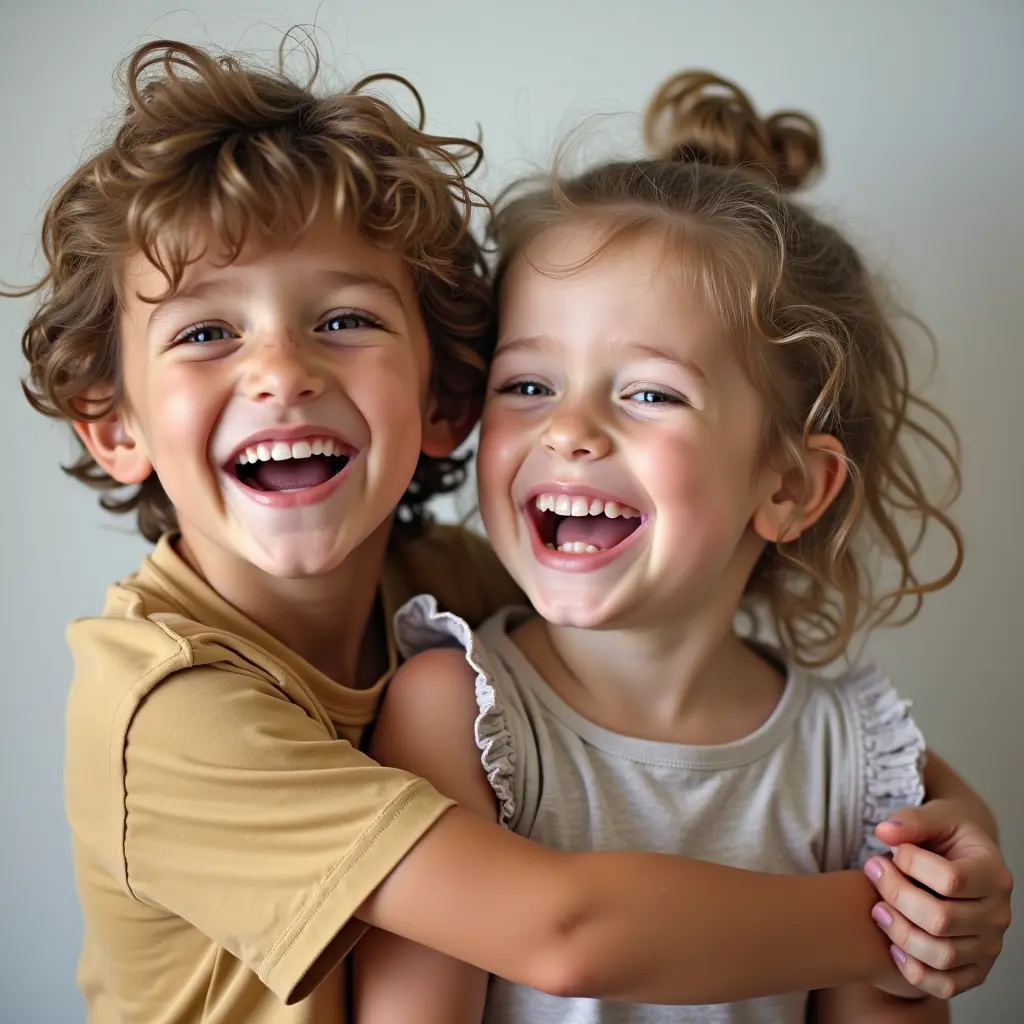 صور اطفال طفل وبنت يضحكون