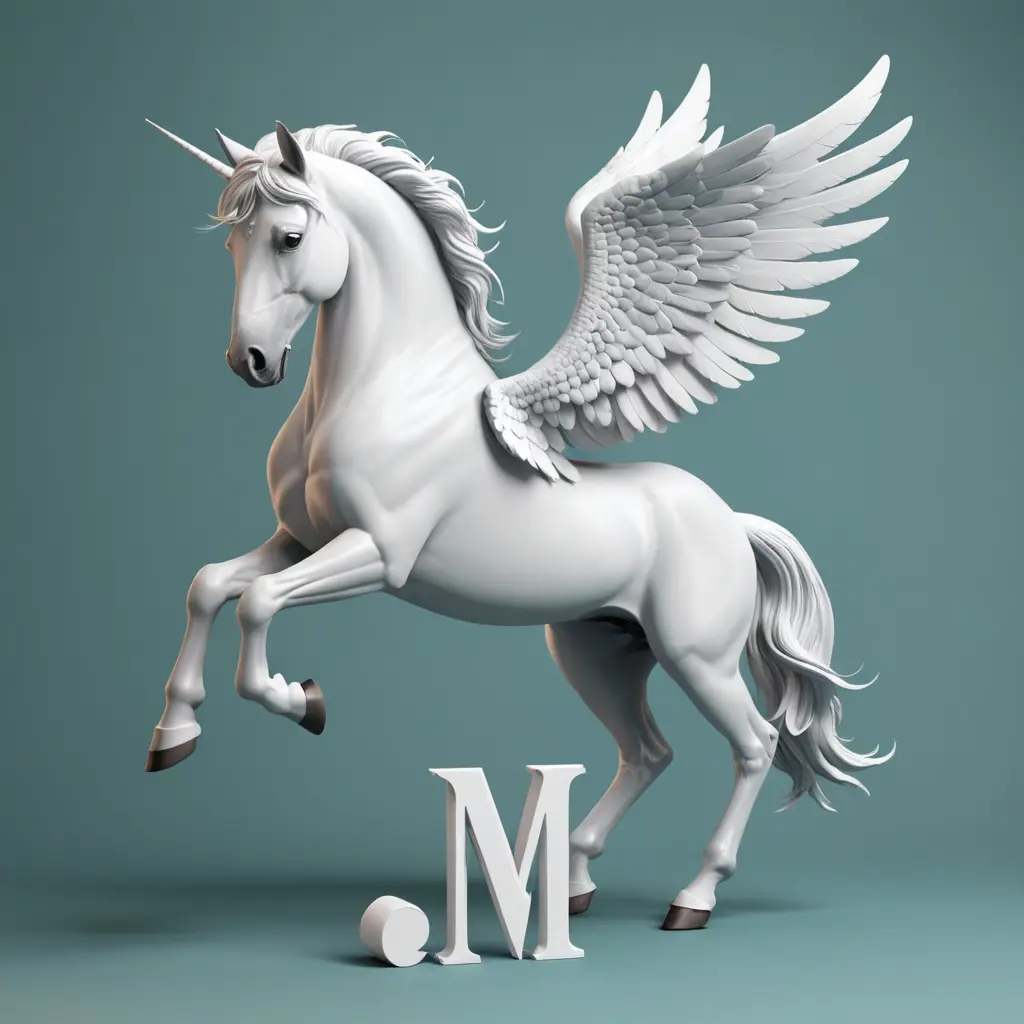حصان مجنح مع حرف M