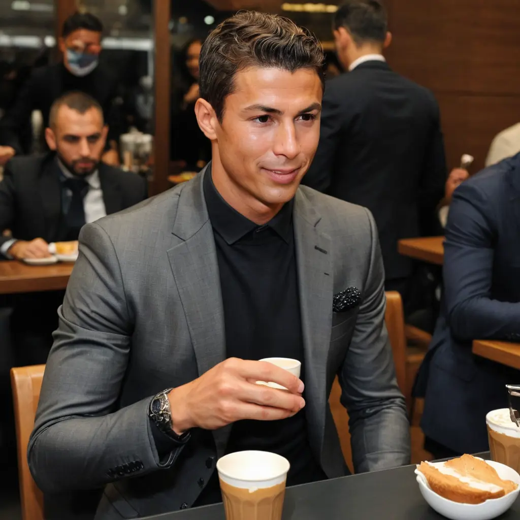 كرستيانو يشرب قهوة