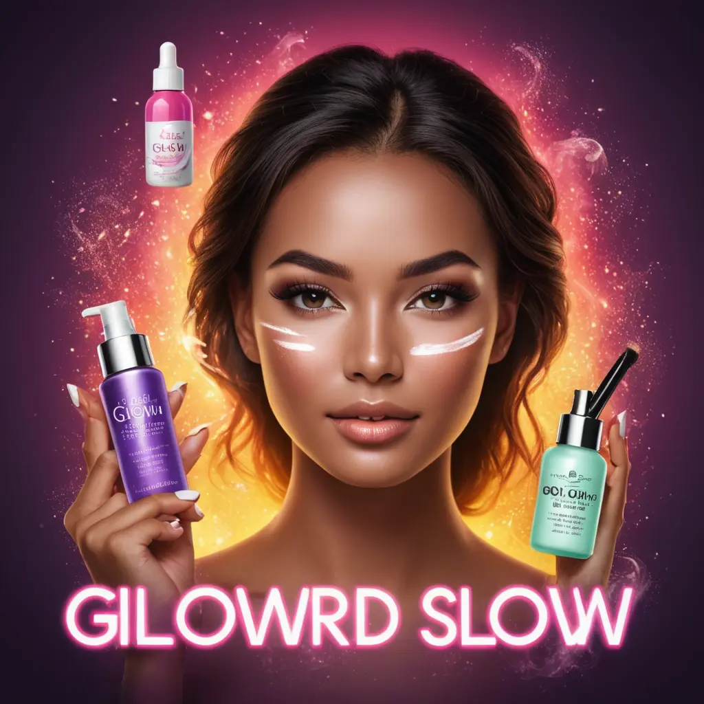 لوجو لكلمة(Glow Skin) اضافة فتاة ثلاثية الابعاد تغيرر الخلفية اضافة منتجات تجميل ودخان اضافة فتاة  تستخدم منتجات العناية بالبشرة على وجهها  اضافة اكسسوارات وميك اب.