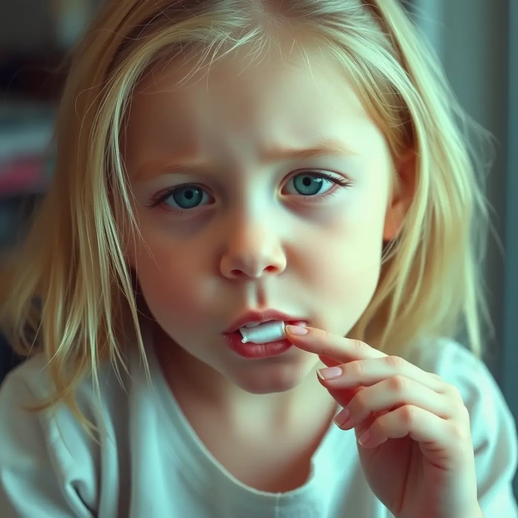 بنت تمص اصابعها