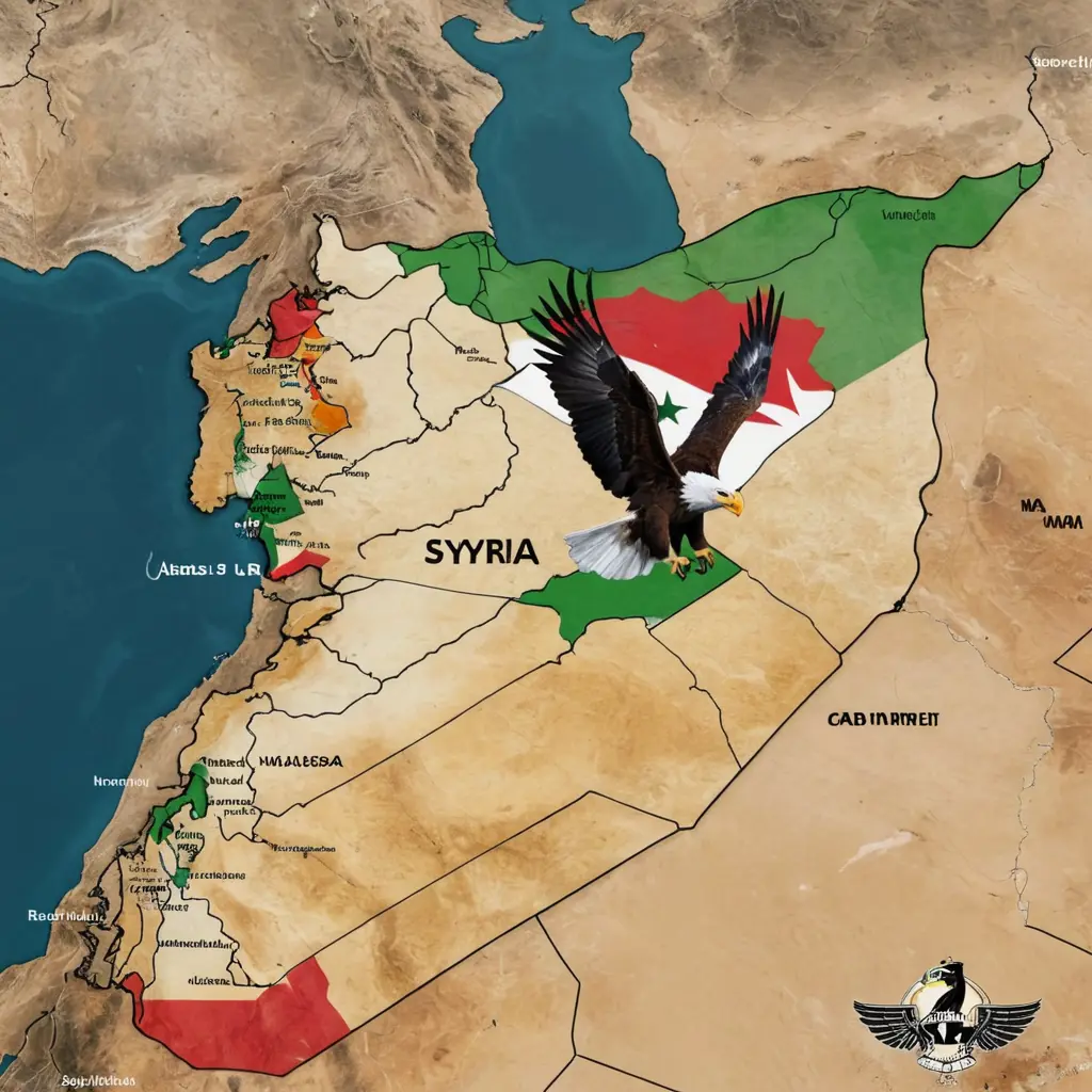 خريطة سوريا مع نسر مع علم الثورة السورية مع كتابة تجمع ناشطين معردبسة مع تاريخ 8/12/2024