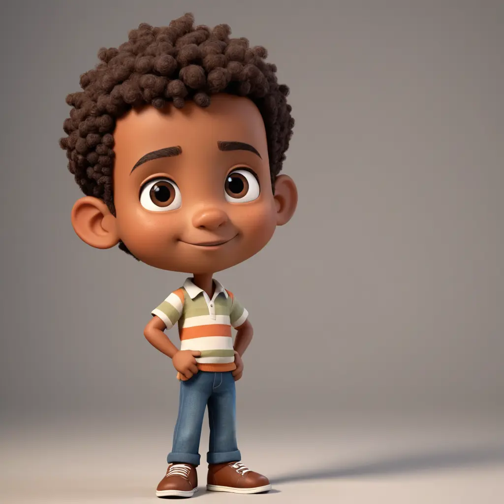 صورة كرتوني ولد اسمر ثلاثي الابعاد
