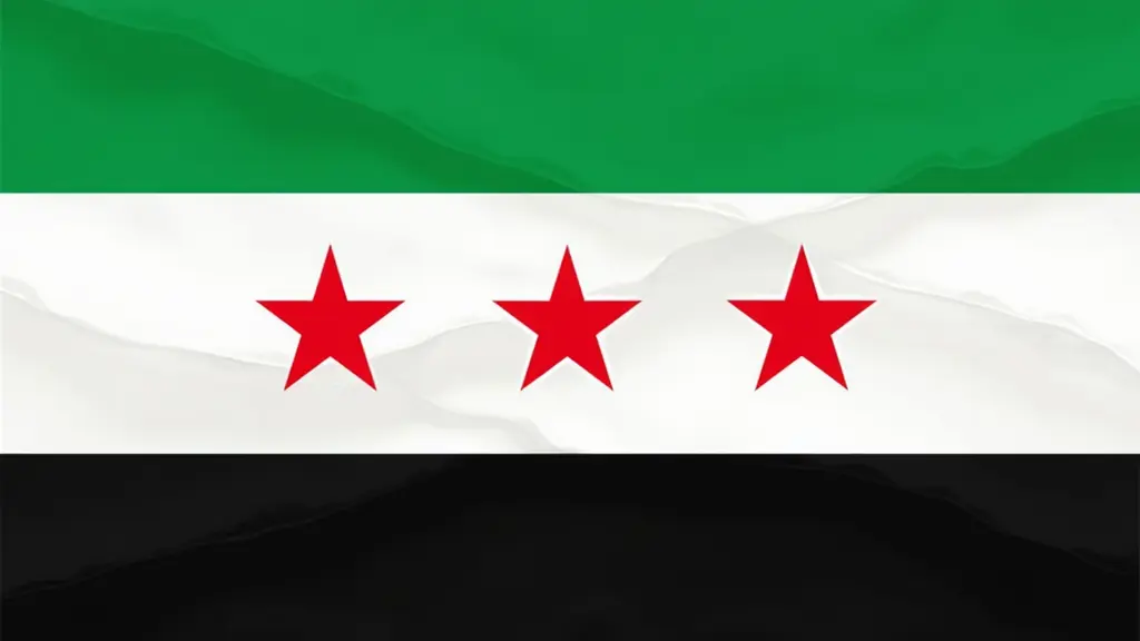 علم الثورة السورية دقة عالية جداً اللون الاخضر "للطباعة" وثلاث انجم حمر دقة عالية