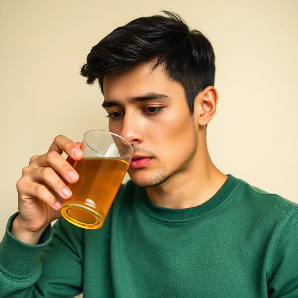 صورة شاب يشرب الشاي بشكل طبيعي لإعلان ليبتون