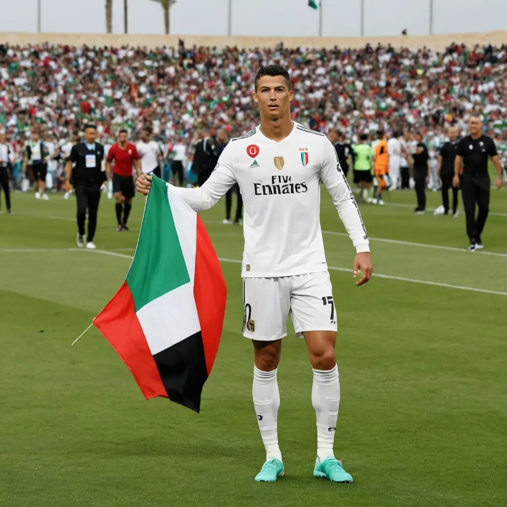 كريستيانو رونالدو مع علم فلسطين