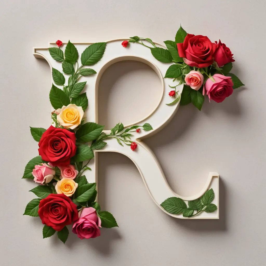 حرف R مزغرف بالورد