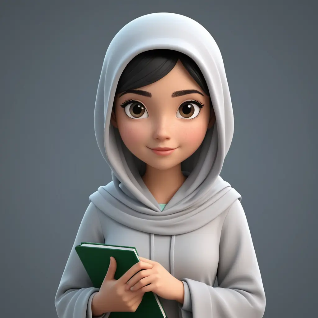 طالبة محجبة كرتون 3d