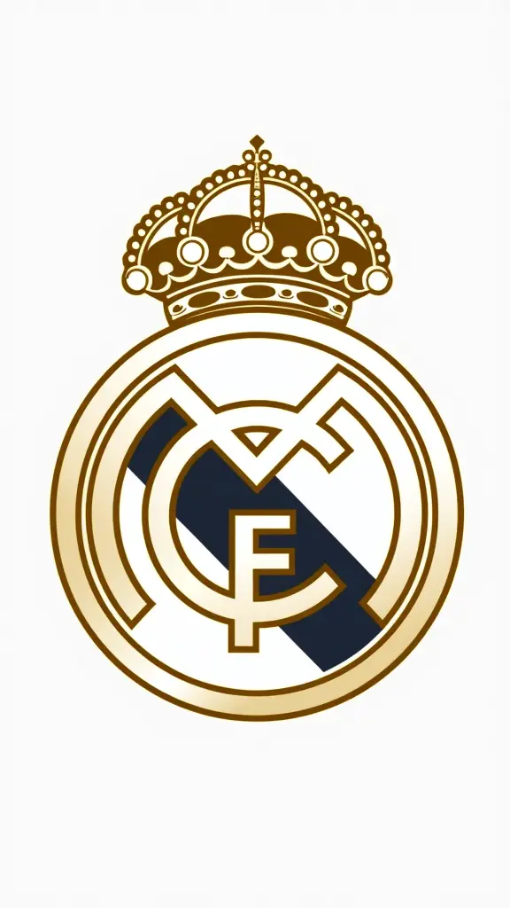 صورة لشعار ريال مدريد الإسباني بالالوان الابيض والذهبي 