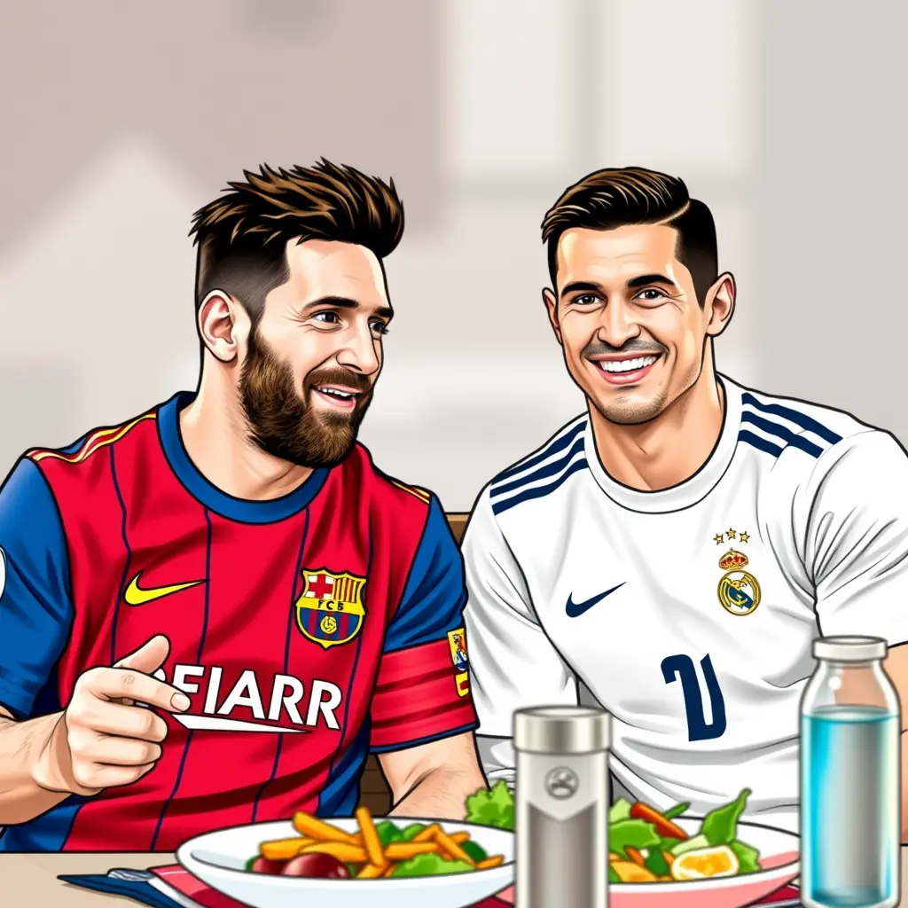 ميسي يتناول الغداء مع رونالدو