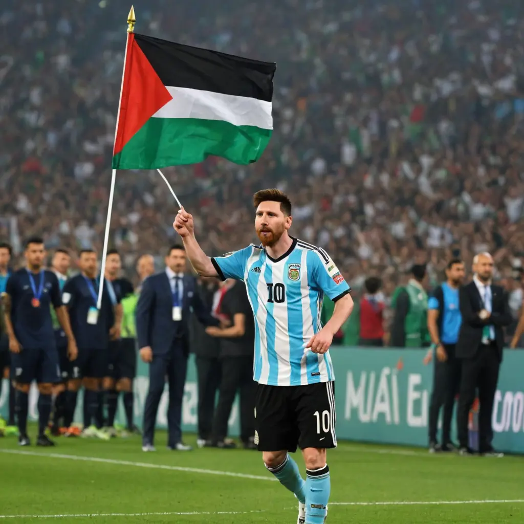 ميسي يرفع علم فلسطين