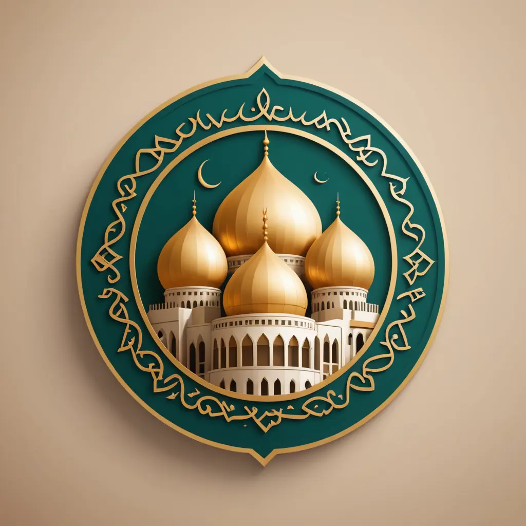 شعار لمنشئ محتوى ديني اسلامي،قبه مسجد ،كتابة اسلامي باللغة العربية 