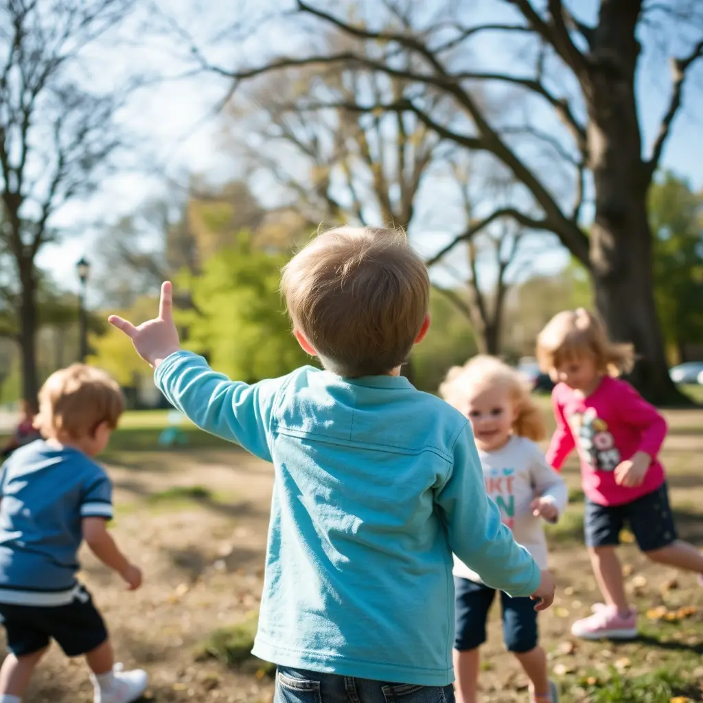 اطفال يلعبون في الحديقة