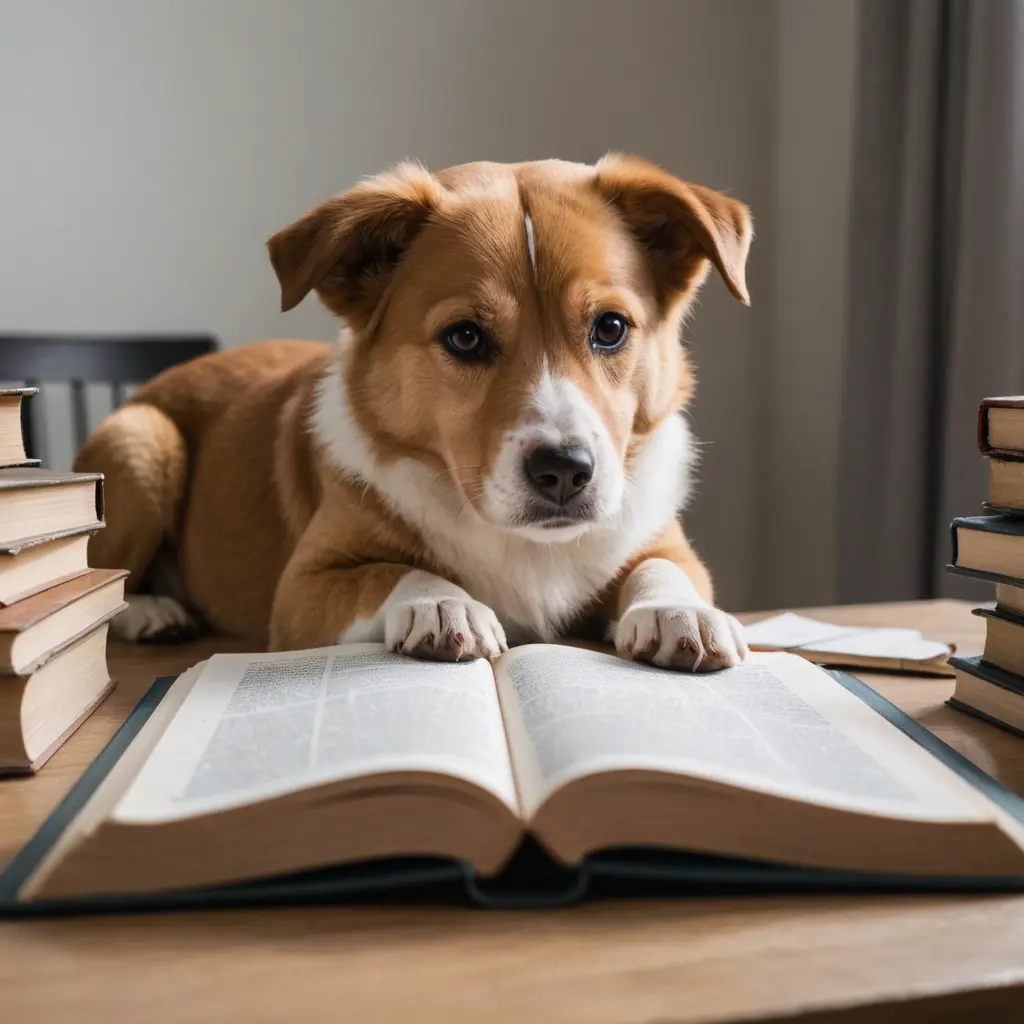 كلب يذاكر وحاسس بملل