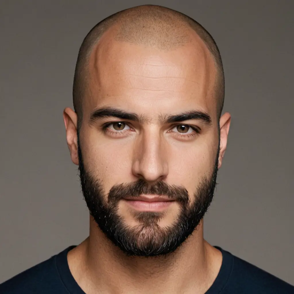 A greek guy bald guy with a beard