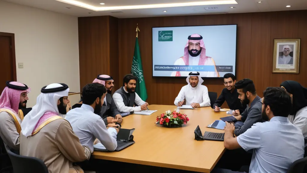 اجتماع على برنامج زووم بين طلاب سعودين ومحاضر