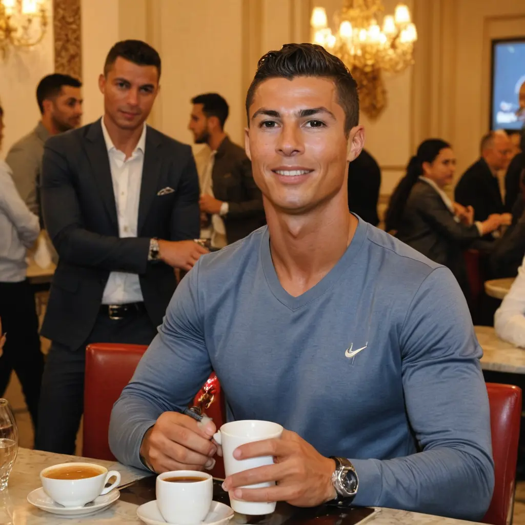 كريسيانو رونالدو يشرب قهوة في تونس العاصمة