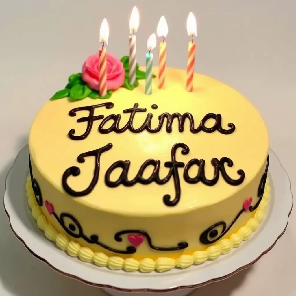 صورة كيكة عيد الميلاد مكتوب فيها إسم fatima jaafar